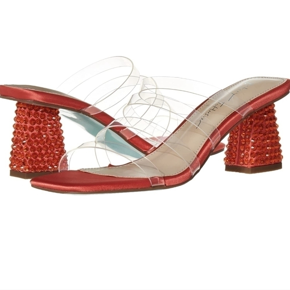 NEW Betsey Johnson Capri Rhinestone Heels sandals shoes sz 6.5